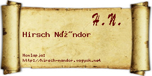 Hirsch Nándor névjegykártya